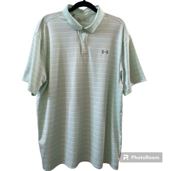 Under Armour Other - Under Armour Men's Performance Golf Polo Shirt Green Striped Size XL Loose Fit